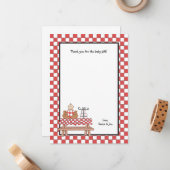 Baby Q Shower Dank u Nota Briefpapier Notitiekaartje (Voorkant / Achterkant in situ)