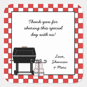 Baby Q Shower Favor Sticker BBQ Barbeque w/grill