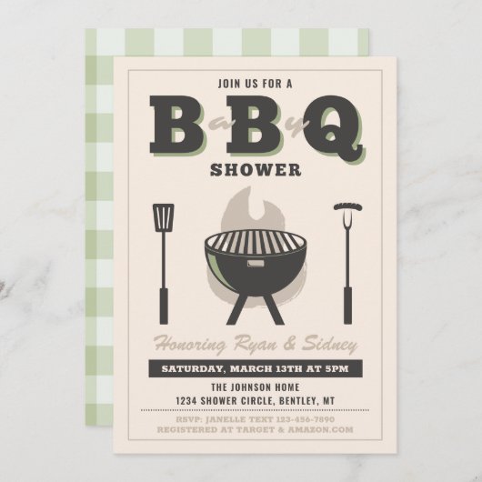 Baby Q Shower Invitation | Baby Q Uitnodigingen (Voorkant / Achterkant)