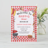 Baby-Q Shower Invitation & BBQ Couples Shower Kaart (Staand voorkant)