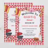 Baby-Q Shower Invitation & BBQ Couples Shower Kaart (Voorkant / Achterkant)