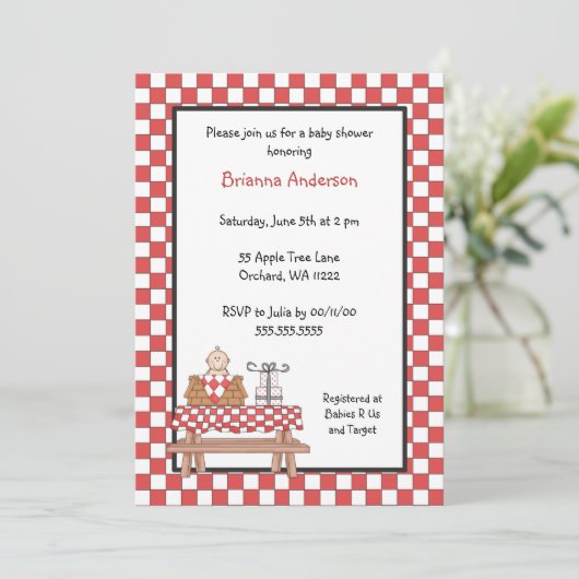 Baby Q Shower Invitation Boy met lichte huid Kaart (Staand voorkant)