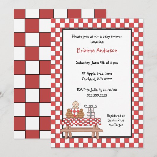 Baby Q Shower Invitation Boy met lichte huid Kaart (Voorkant / Achterkant)