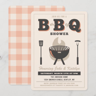 Baby Q Shower Invitation   Peach Baby Q Kaart