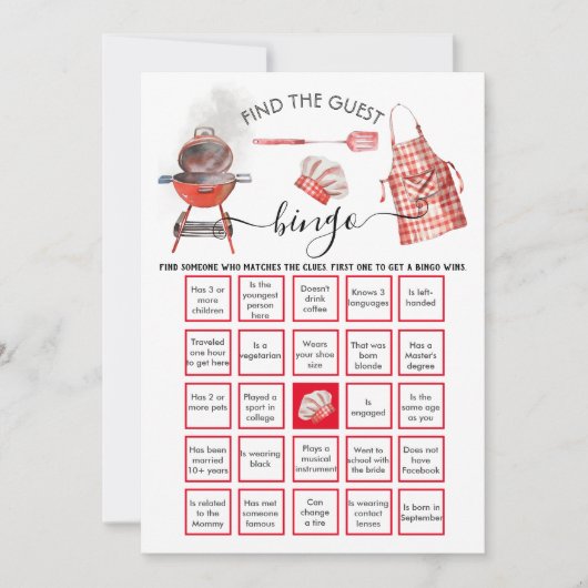 Baby-Q Shower Vind de Gast BINGO Kaart (Voorkant)