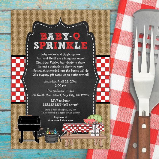 Baby Q Sprinkle, BBQ Baby Sprinkle Shower, babyq Kaart