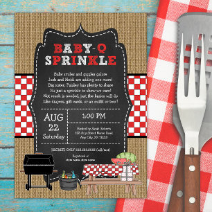 Baby Q Sprinkle, neutrale BBQ baby shower Kaart