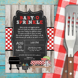 Baby Q Sprinkle, rustiek houten BBQ baby shower Kaart