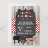 Baby Q Sprinkle, rustiek houten BBQ baby shower Kaart (Voorkant)