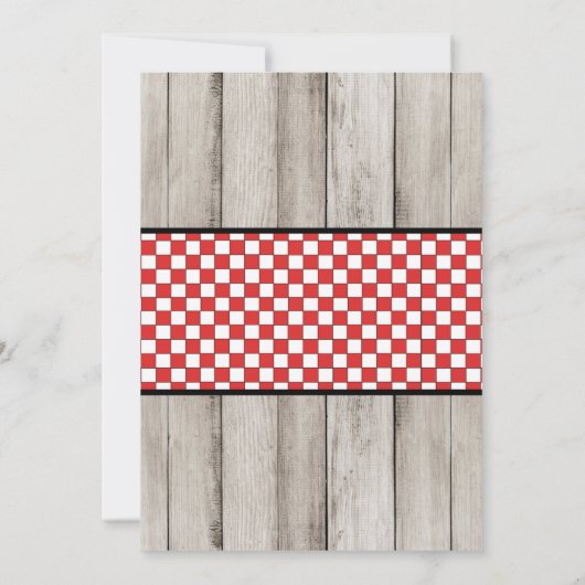 Baby Q Sprinkle, rustiek houten BBQ baby shower Kaart (Achterkant)