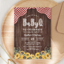 Baby Q Sunflower BBQ Baby shower Uitnodiging