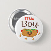 Baby-Q thema gender onthullen Team Boy Hotdog knop Ronde Button 5,7 Cm (Voorkant /achterkant)