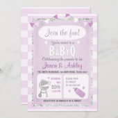 Baby Q-uitnodiging Code BBQ Baby shower Paars Kaart (Voorkant / Achterkant)