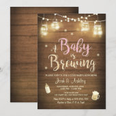 Baby Q uitnodiging Coed BBQ Baby brouwen Roze Meis (Voorkant / Achterkant)