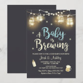 Baby Q-uitnodiging Coed BBQ Baby brouwerij Boy blu Kaart (Voorkant / Achterkant)