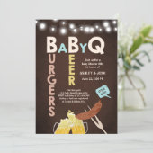 Baby Q-uitnodiging Coed BBQ Baby shower Rustic Boy Kaart (Staand voorkant)