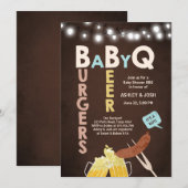 Baby Q-uitnodiging Coed BBQ Baby shower Rustic Boy Kaart (Voorkant / Achterkant)