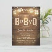 Baby Q uitnodiging Coed BBQ Baby shower Rustiek Ho (Staand voorkant)