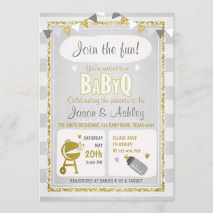 Baby Q uitnodiging Coed BBQ Baby shower Uitnodigen