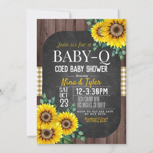 Baby-Q Zonnebloem Baby shower Kaart (Voorkant)