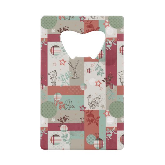 Baby Quilt Patroon 2 Creditkaart Flessenopener (Voorkant)