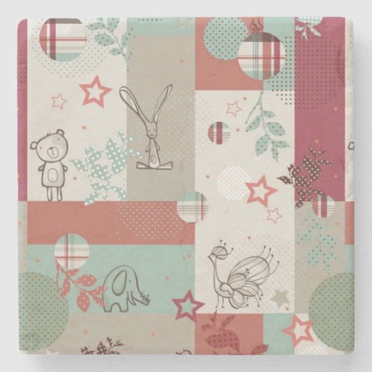 Baby Quilt Patroon 2 Stenen Onderzetter (Voorkant)