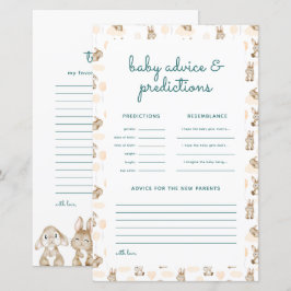 Baby Rabbit Baby Shower Predictions & Advice Card