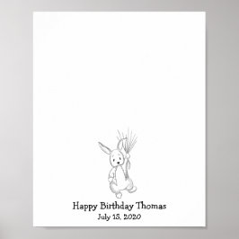 Baby Rabbit Fingerprint Guest Book Poster