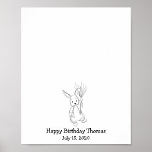 Baby Rabbit Fingerprint Guest Book Poster