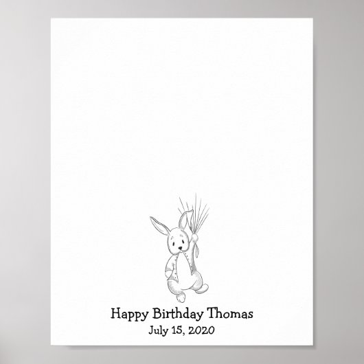 Baby Rabbit Fingerprint Guest Book Poster (Voorkant)