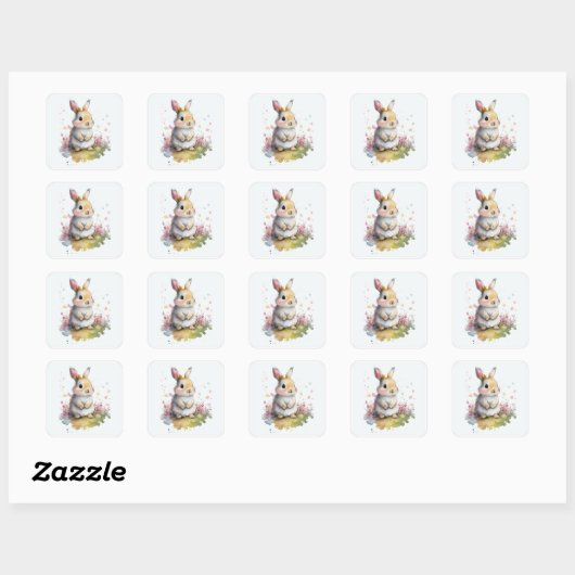 Baby Rabbit Square Sticker (Vel)