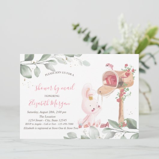 Baby Rabbit Virtual Baby shower Kaart (Staand voorkant)