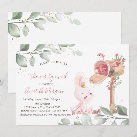 Baby Rabbit Virtual Baby shower Kaart (Voorkant / Achterkant)