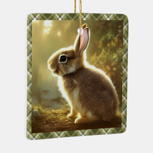 Baby Rabbit Wildlife Portrait Personalized Keramisch Ornament (Rechts)