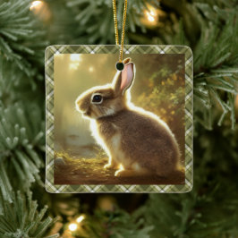 Baby Rabbit Wildlife Portrait Personalized Keramisch Ornament