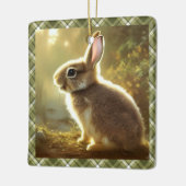 Baby Rabbit Wildlife Portrait Personalized Keramisch Ornament (Links)