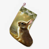 Baby Rabbit Wildlife Portrait Personalized Kleine Kerstsok (Voorkant (Hangend))