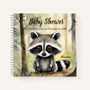 Baby Raccoon Baby shower Gast Geschenklijst Notitieboek