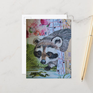 Baby Raccoon Collage Briefkaart