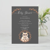 Baby Raccoon en Moeder Floral Wreate Baby shower Kaart (Staand voorkant)