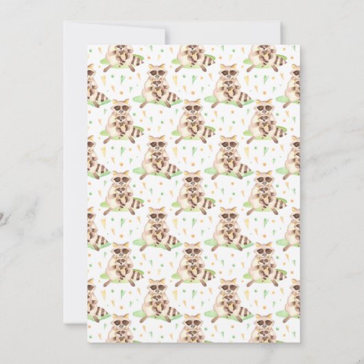 Baby Raccoon en Moeder Floral Wreate Baby shower Kaart (Achterkant)