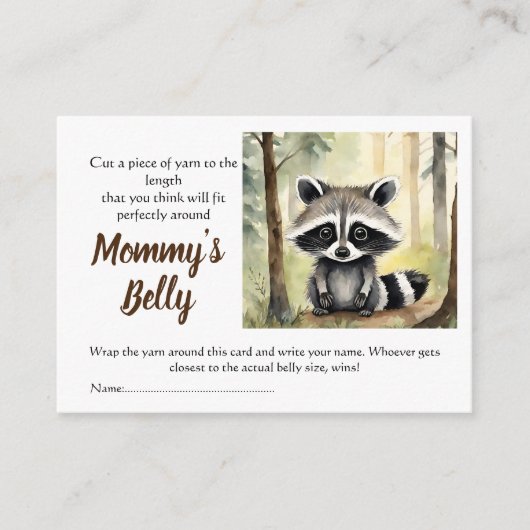 Baby Raccoon Guess Mom's Belly Size Baby Bump Game Informatiekaartje (Voorkant)