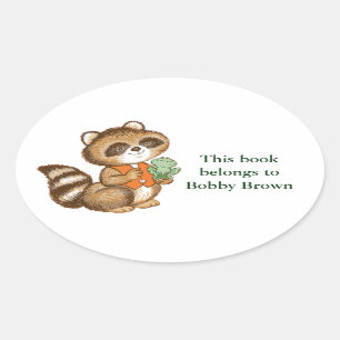 Baby Raccoon in Oranje test met beste vriendenkikk Ovale Sticker