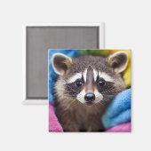 Baby Raccoon Magnet - Regenboogritters (Voorkant / Achterkant)