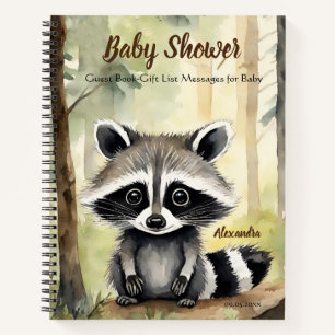 Baby Raccoon Neutraal Baby shower Gast Geschenklij Notitieboek