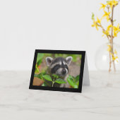 Baby Raccoon Notecard Kaart (Gele Bloem)