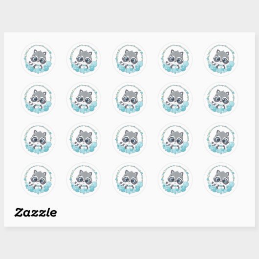 Baby Raccoon Ronde Sticker (Vel)