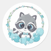 Baby Raccoon Ronde Sticker (Voorkant)