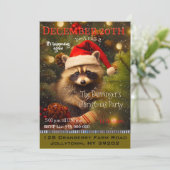 Baby Raccoon Santa's Kerstfeest Kaart (Staand voorkant)