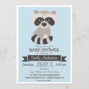 Baby Raccoon, Woodland Baby shower of Sprinkle Kaart